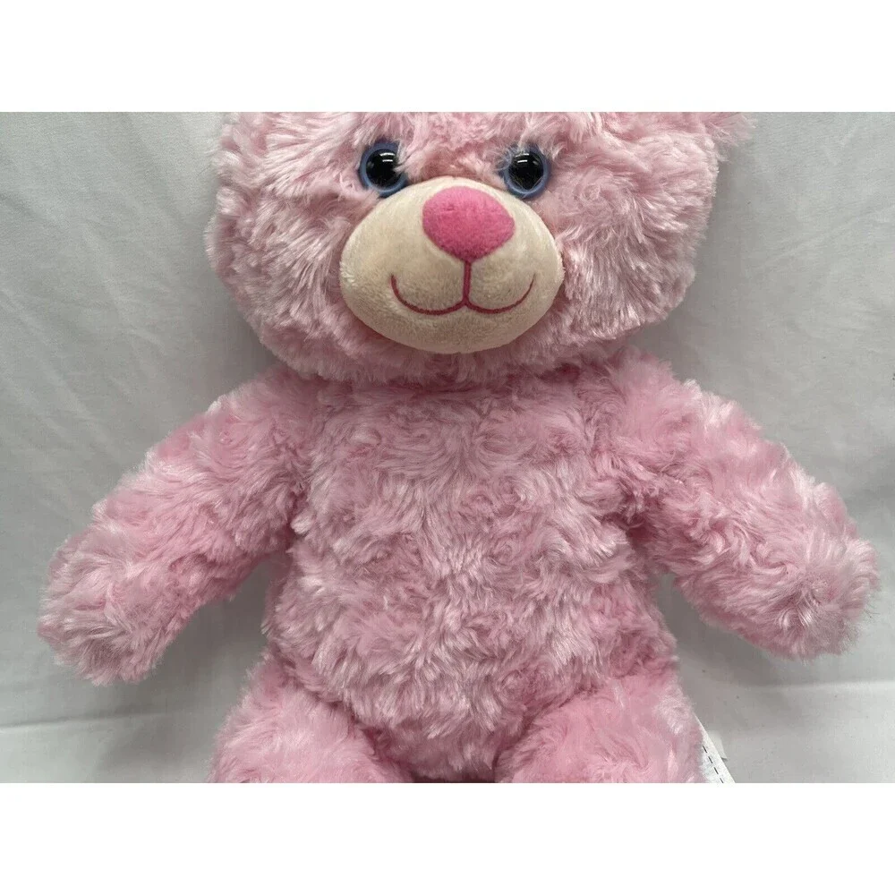 Build A Bear Pink Cuddles Teddy Heart Nose Swirly Fur Plush 16